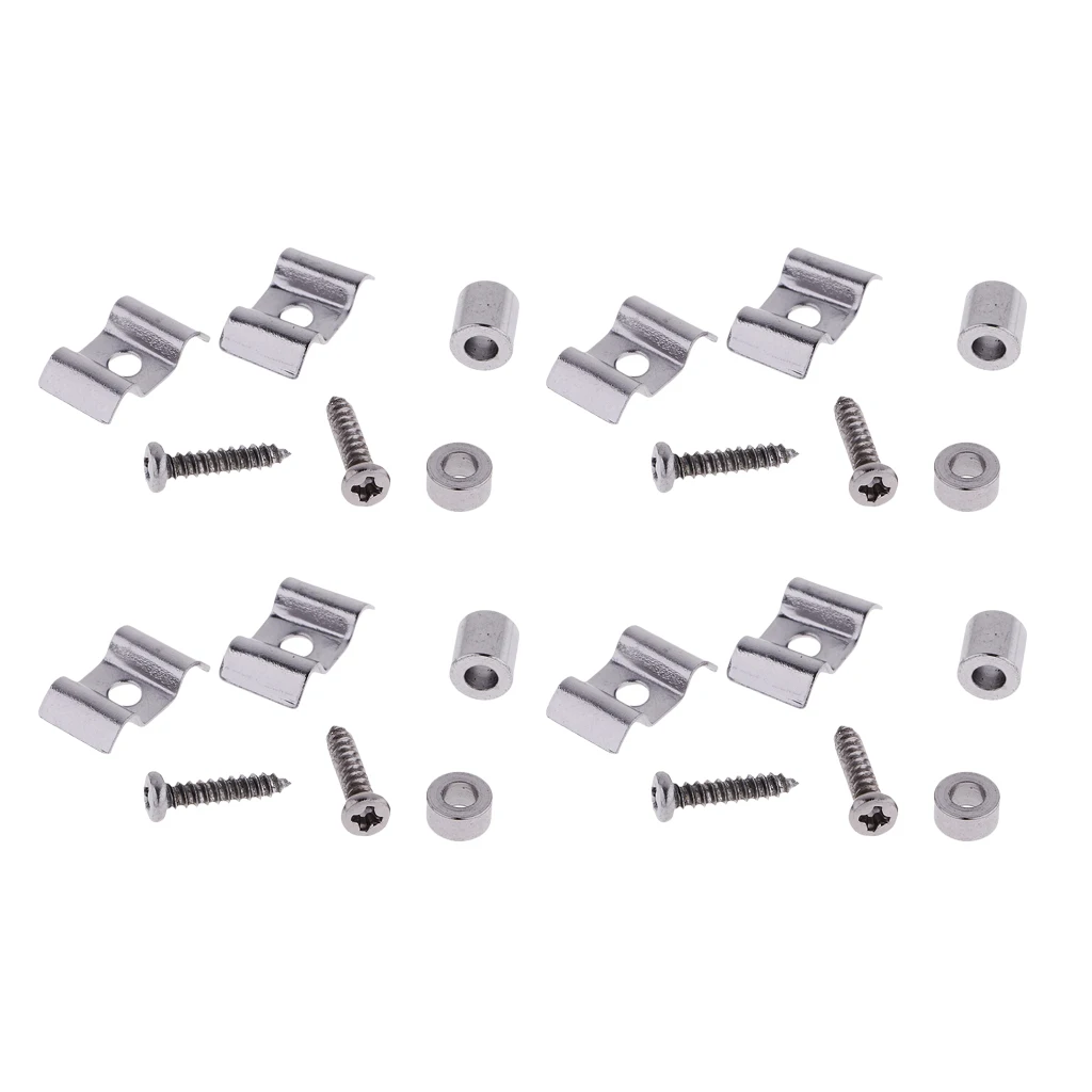 4 Pairs Guitar Roller String Tree Guide Retainer for ST SQ Guitar Electric Guitar Parts Instrument Accessories - Silver 