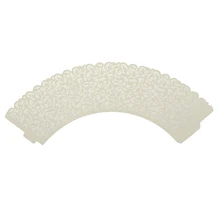 HOT-100 pcs Filigree Vintage Cupcake Wrappers Wraps Cases- Wedding, Birthday(Ivory