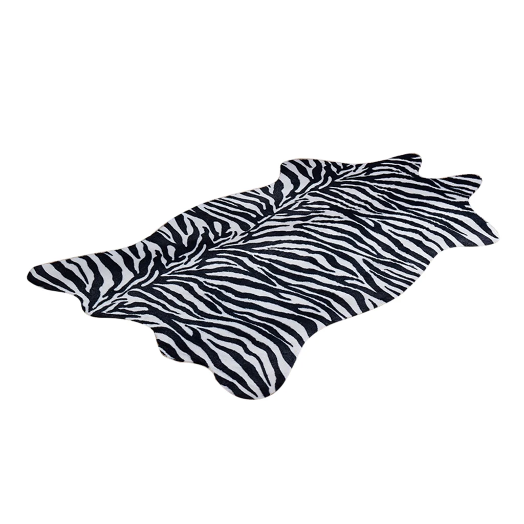 Soft Animal Skin Decor Faux Fur Rug Non-slip Mat Carpet Home Decoration - Cow/Zebra Available