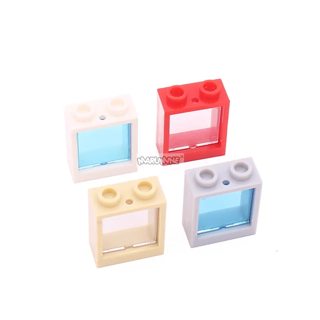 MARUMINE 10PCS Window 1x2x2 Flat Front 60592 with Trans Clear GlassTran 60601 MOC Bricks House Parts Assembling Building Blocks 3