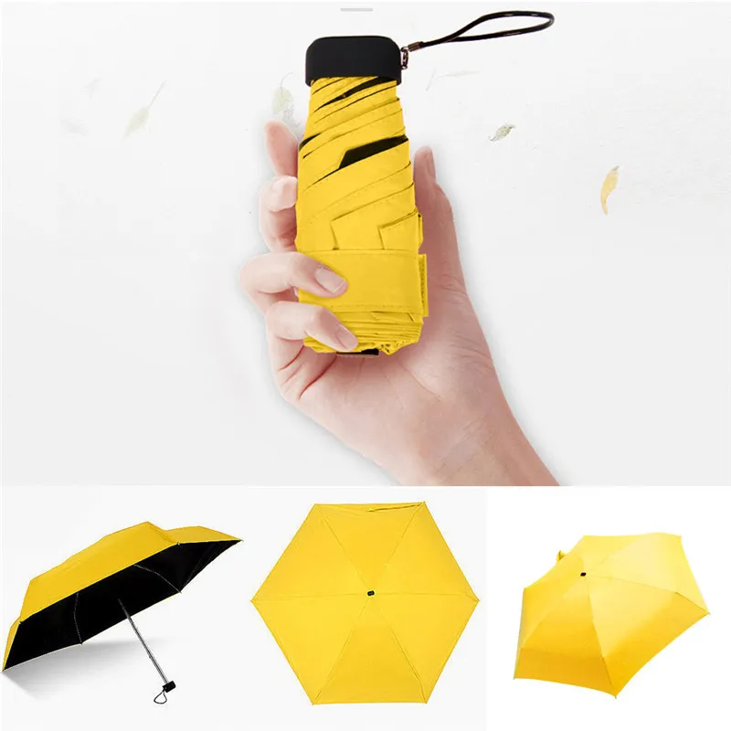 Карманный мини-зонтик от дождя, Женский Ветрозащитный прочный 5 складных солнцезащитных зонтов, портативный солнцезащитный зонтик для женщин