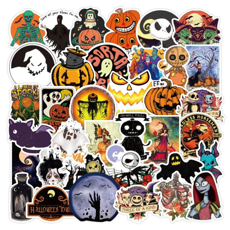 

10/30/50 PCS cartoon scary halloween pumpkin funny graffiti laptop suitcase waterproof stickers decorative toys wholesale
