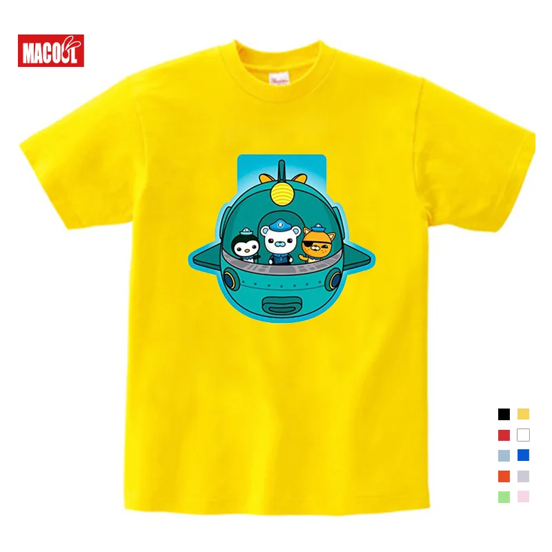 Забавные Octonauts Принт толстовки с капюшоном зимняя одежда с принтом из мультфильмов Кофты для мальчиков и для девочек, на возраст 2, 4, 6, 8, футболка одежда с длинным рукавом, толстовки с капюшоном - Цвет: T-shirt