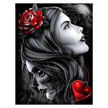 

Full Round Drill DIY Diamond Painting "Girl & Skull" 3D Embroidery Cross Stitch Home