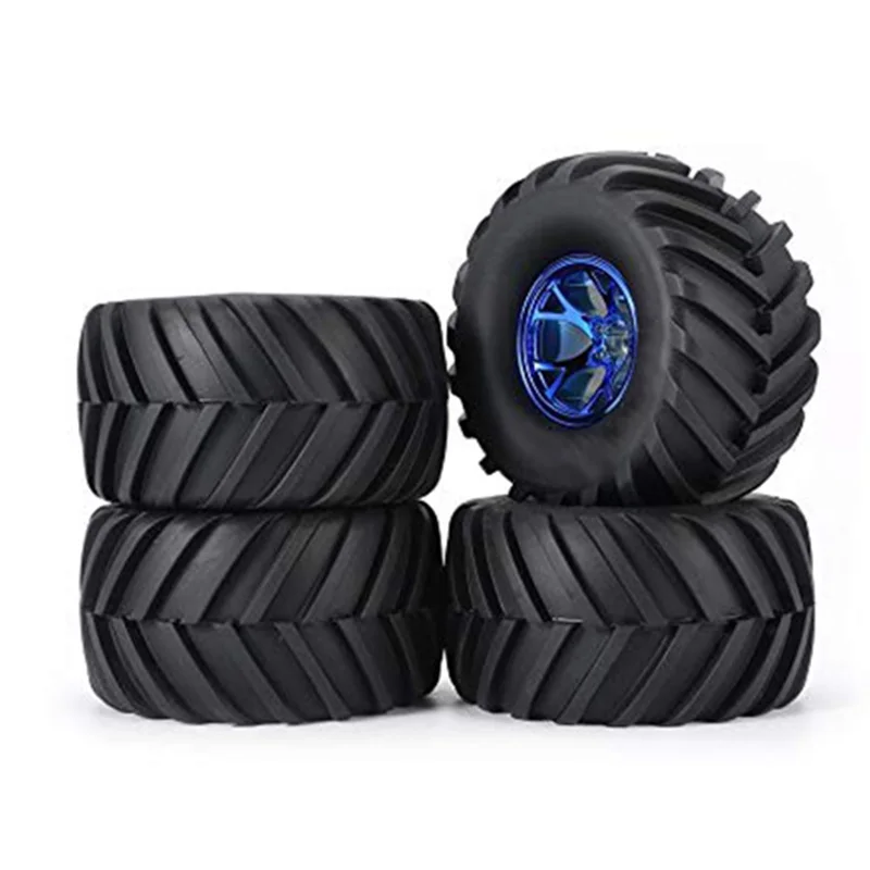 

4Pcs Wheel Rim Tire Set for 1/10 RC Monster Truck Traxxas HIMOTO HSP HPI Remote Control RC Truggy Car