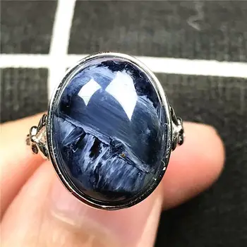 

Top Natural Blue Pietersite Ring Jewelry For Woman Lady Man Silver Sterling 17x13mm Beads Namibia Stone Adjustable Ring AAAAA