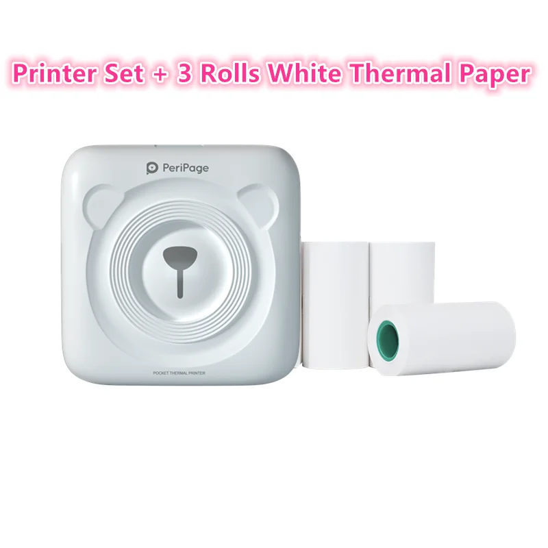 Printer add 3 rolls Free lightning delivery PeriPage 304DPI Mini Bluetooth Printer Photo Portable Photo Picture Printer for Mobile Phone iOS Android - Цвет: Printer add 3 rolls