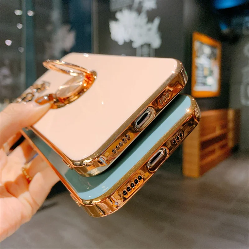 Phone Holder case for iphone 12 12Pro Max Ring Grip Plating stand case for iphone 11 11Pro Max XR XS Max SE2020 7 8 Plus cover