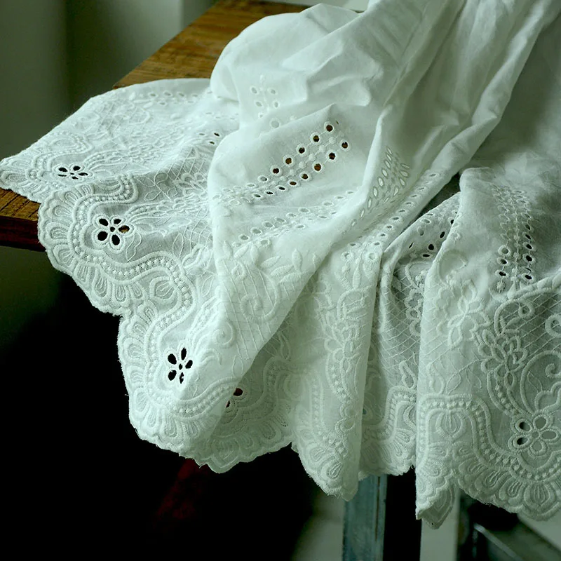 

130x50cm 7 Kinds Choose Symmetrically Positioned 3d Hollow Lace Embroidery Cotton Sewing Cloth Lace Handmade Make Skirt Fabric