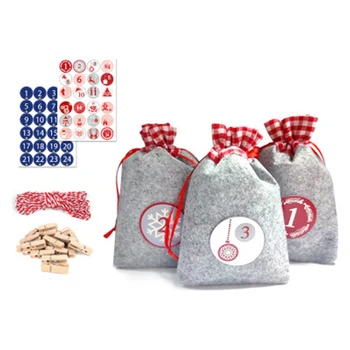 

Advent Calendar for Filling Jute Bags Made Of Fabric for Hanging Christmas DIY Christmas Calendar Deco 24PCS with Clip