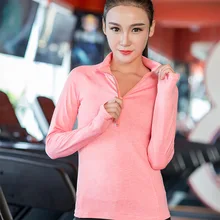 Осень и зима стиль с длинным рукавом Одежда для йоги топы для женщин Бег Спортивная Толстовка Slim Fit манжеты замок