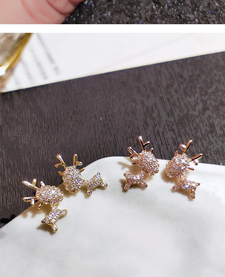 

Pop Elk Fawn Ear Studs for Women Small Animal Stud Earrings Broncos Christmas Jewelry Bijoux 925 Sterling Silver