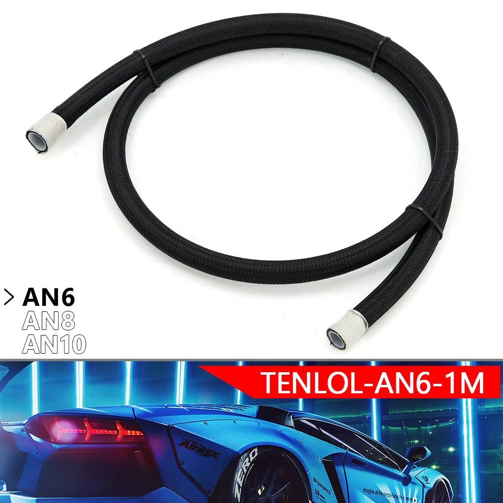 Universal 1M Braided AN6 AN8 AN10 PTFE E85 Fuel Hose Oil Gas Cooler Hose Line Pipe Tube Outside 304 Stainless Steel Braided Insi fuel hose