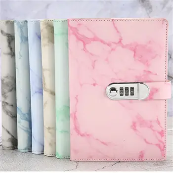 

A5 Marble Texture Notebook Password Lock Notebooks Leather Notepad Agenda Weeks Diary Month Planner School Stationery Gift