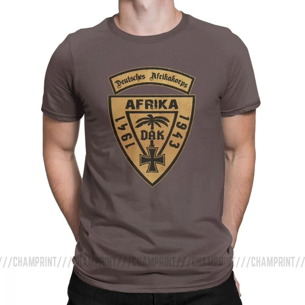 Мужская футболка для отдыха с круглым вырезом, хлопковая Футболка DAK Deutsches Africa 1941-43, футболки с графическим принтом - Цвет: Коричневый