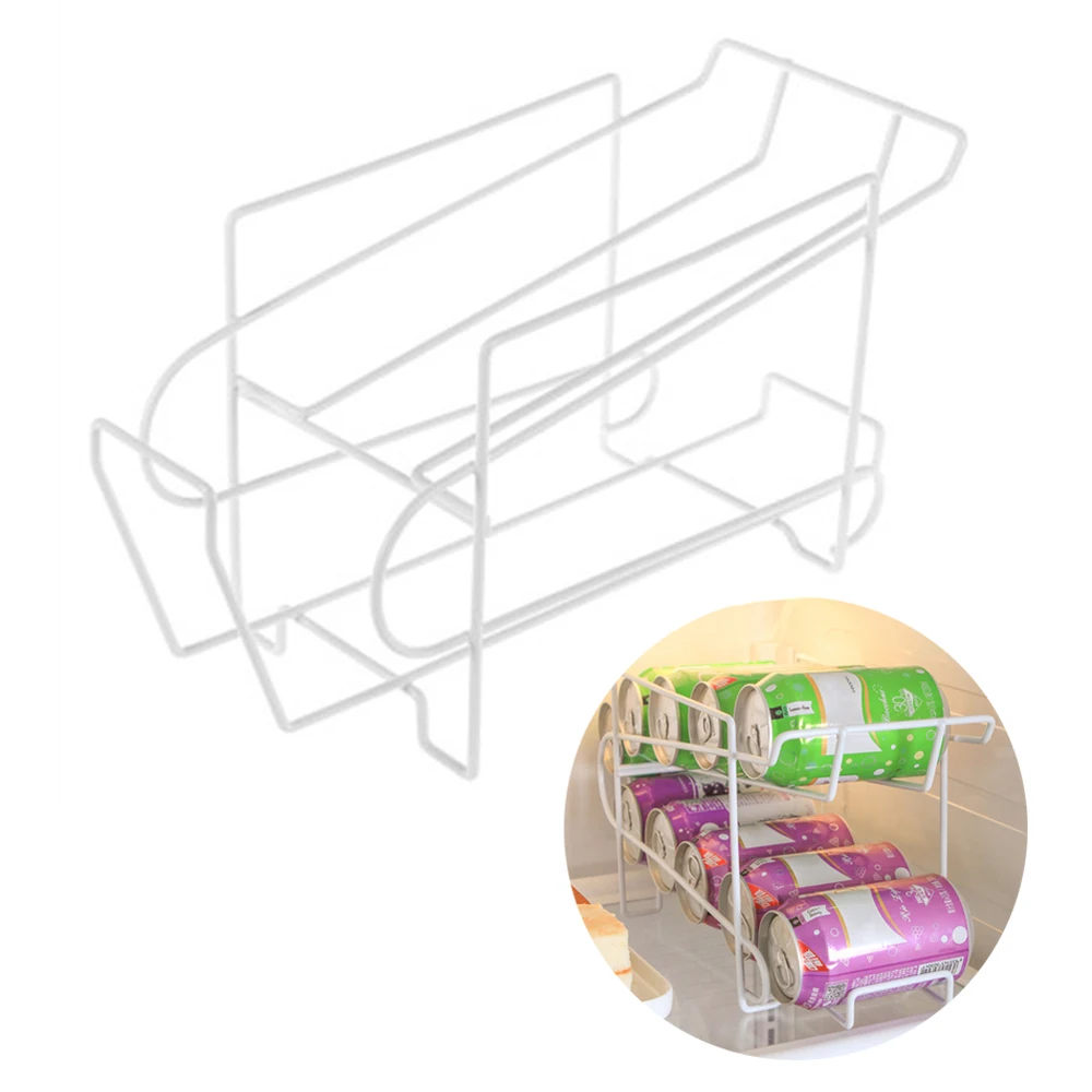 

Refrigerator Storage Rack Double-layer Beer Soda Can Shelf Household Kitchen Fridge Drink Bottle Organizer with 10 Storage Box