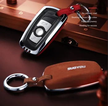 

For BMW 520 525 f30 f10 F18 118i 320i 1 3 5 7 Series X3 X4 car accessories Car Key Case Cover Genuine Leather Galvanized Alloy