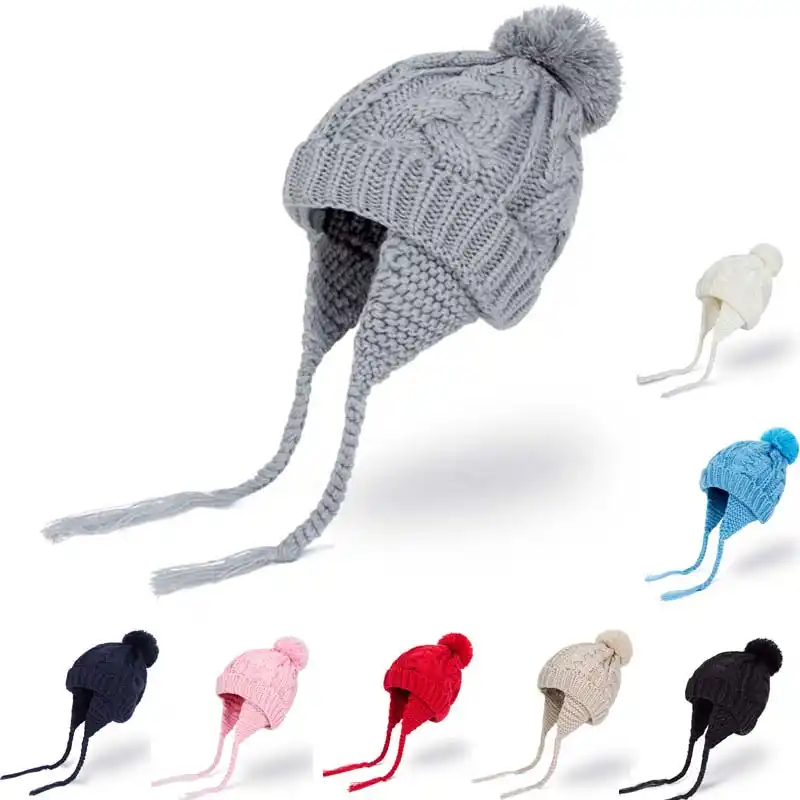 7 Colors Baby Pom Pom Winter Hat For Boys Girls Ball Hats Kids Warm Knitted Hat Newborn Beanie Cap Fashion Cute Infant Cap Hats Caps Aliexpress