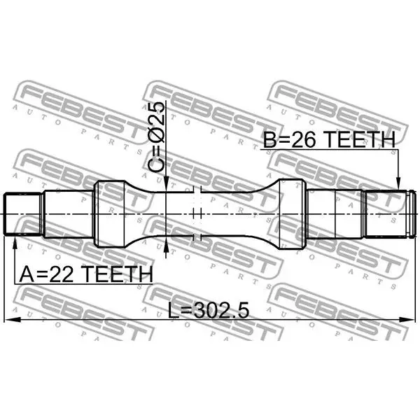 Полуось прав. 22x302x26 SUZUKI SX4 RW415/RW416/RW419/RW420 2006-2013 FEBEST 0712-SX4R | Автомобили и мотоциклы