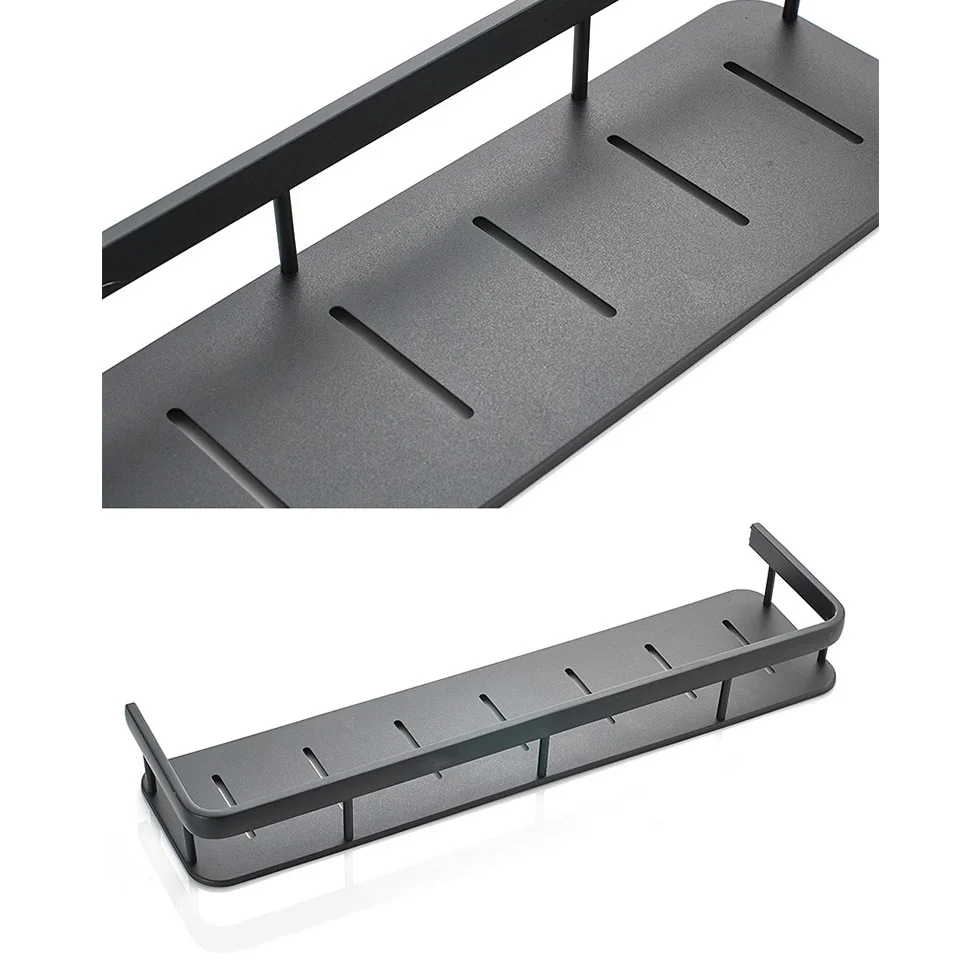 Черная полка для ванной алюминиевые угловые полки душа банного полотенца с