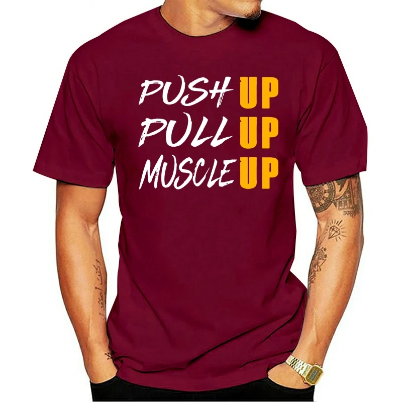 Camisa masculina t treino de Street calisthenics push pull muscle up (1) Camiseta 2021 Хлопковая женская футболка |
