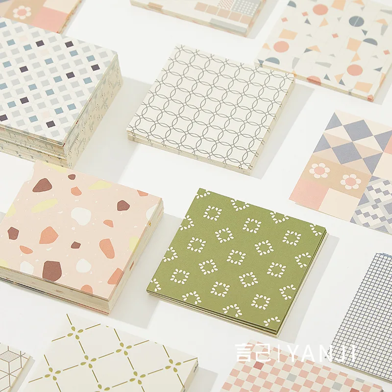 120 Pcs/set Kawaii Memo Pad Basic Pattern Grid Circle Square Irregular Shape Sheets Cute Stationery Offive School Supplies |