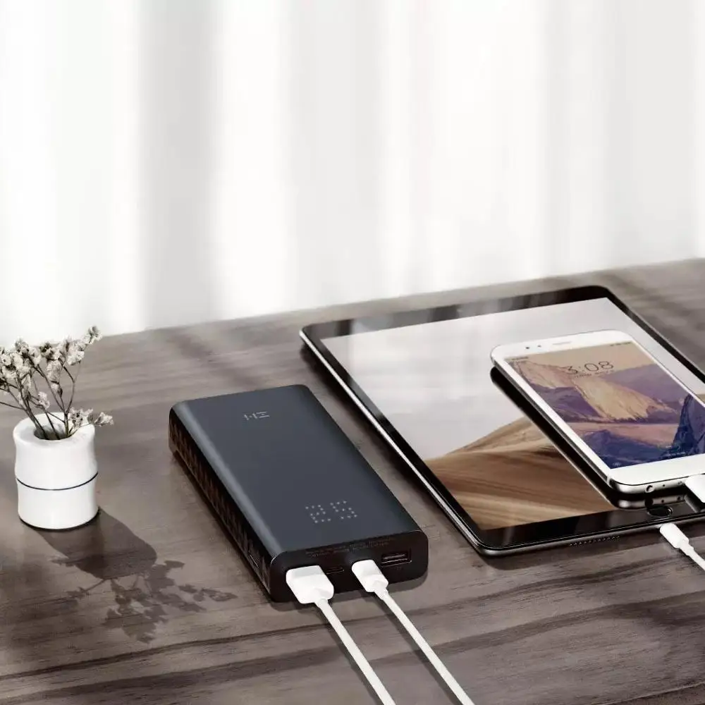 Xiaomi ZMI power Bank 20000 мАч Внешний аккумулятор портативный зарядный цифровой дисплей QC3.0 Dual USB QB822 20000 мАч power bank