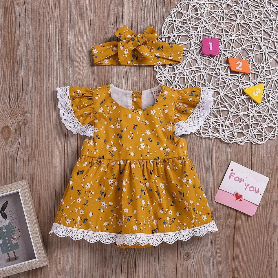 yellow floral baby dress