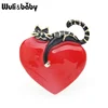 Wuli&baby Original Enamel Heart Lazy Cat Brooch Pins For Lovers Gift Wedding Jewelry Brooch 2022 Christmas New Year Gift ► Photo 1/5