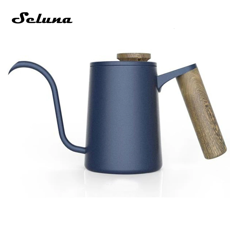 

Wood Handle 600ml Stainless Steel Gooseneck Drip Coffee Kettle Barista Coffee Pot Long Spout Kettle Stovetop Pour Over Teapot