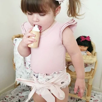 

Hot Style Newborn Infant Baby Girls Clothing Set Flying Sleeve Romper Tops+Flower Print Big Bow Shorts Pants+Headband Clothes