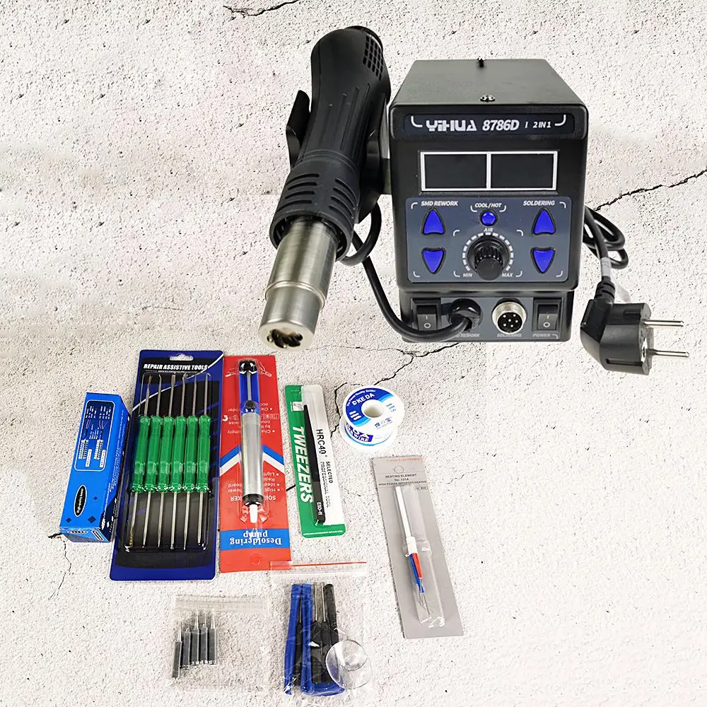

Soldering Iron Hot Air BGA SMD Soldering Station YIHUA 8786D-I Rework Station Phone Repair 740W DIY Digital