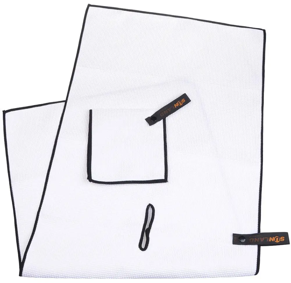 Microfiber Deep Waffle Weave Golf Towels Set With Hook Free Balls Towel Pocket Golf Ball Towel Outdoor 14inX29in