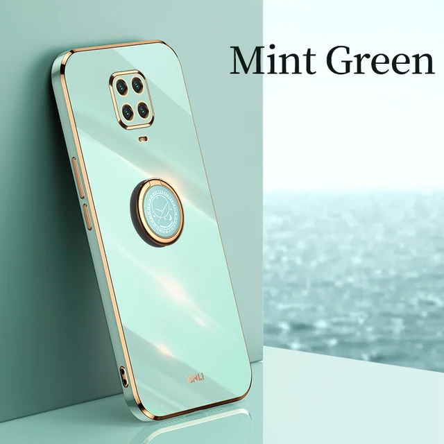 Plating Square Finger Ring Holder Phone Case On For Xiaomi Redmi Note 9 Pro Max Note9 S 9s 9pro Luxury Soft Silicone Stand Cover ZH ZB Green