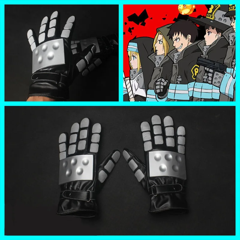 

Anime Fire Force Cosplay Gloves PU Full Finger Gloves Cosplay Prop