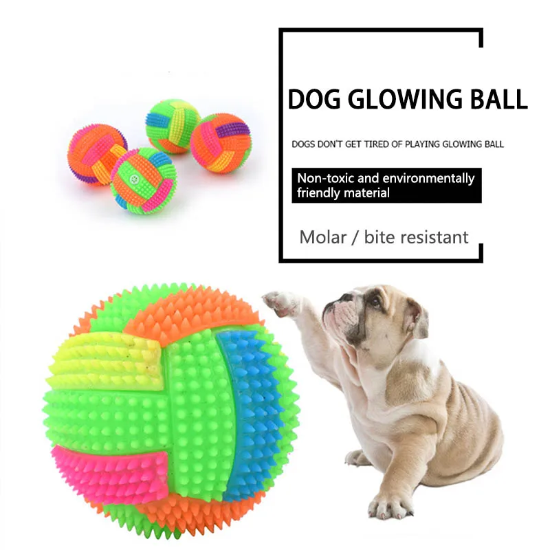 Flashing Light Up Color Durable 1 PC LED Sound Bouncy Balls Volleyball Shape Pet Products Funny Toy Hedgehog Ball Diam 6cm | Дом и сад