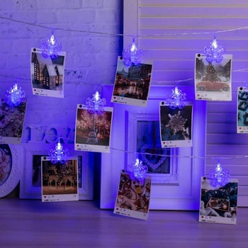 

Garland "Thread" 4.5 m with attachments "Clothespins-snowflakes", IP20, transparent thread, 20 LED, blue glow, fixing, 220 V