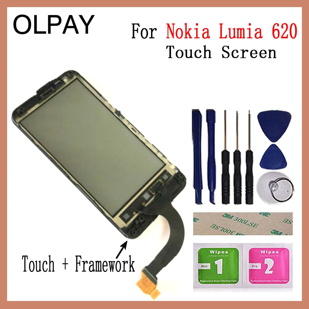 3," дюймовый сенсорный экран для мобильного телефона, дигитайзер для Nokia Lumia 620 N620, сенсорное стекло, запасные части, 3M, клеевые салфетки
