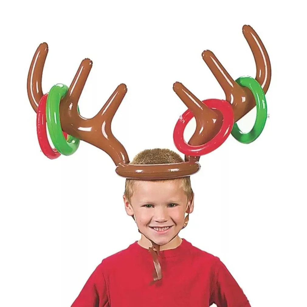 ПВХ надувная шляпа оленьи рога для рождества Милая шляпа оленьи рога Рождественская вечеринка Метание игра петля голова оленя петля