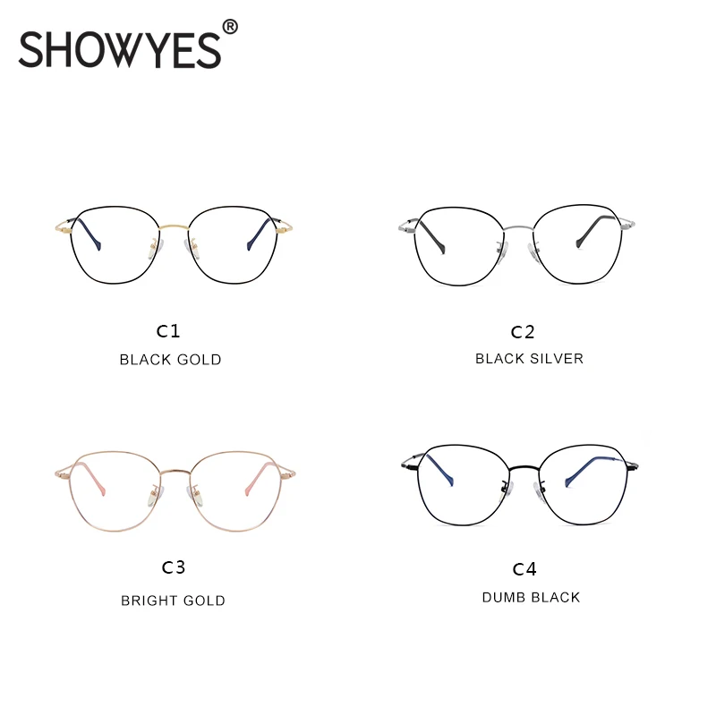 SHOWYES, женские очки для компьютера, металл, синий светильник, фильтр, очки против излучения, очки для игр, для девушек, простые очки 019