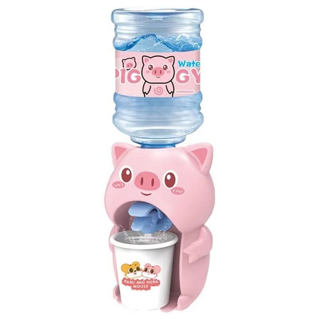 Water Dispenser for Children Kids Gift Cute Cold/Warm Water Juice Milk Drinking Fountain Simulation Cartoon Pig Kitchen Toy