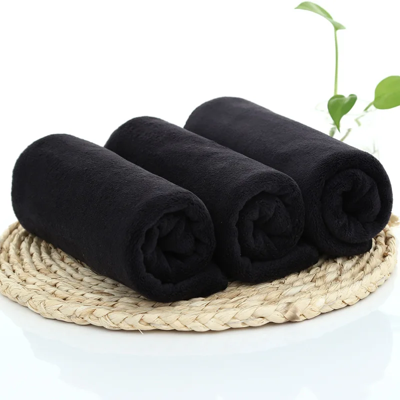 Black Face Towels Cotton Soft Beach Towel Home Bathroom Shower Dry Hair Strong Water Absorption for Women Men High Quality