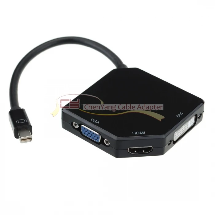 Mini Displayport DP к DVI адаптер VGA HDMI 3 в 1 для Apple MacBook Air iMac Pro черный