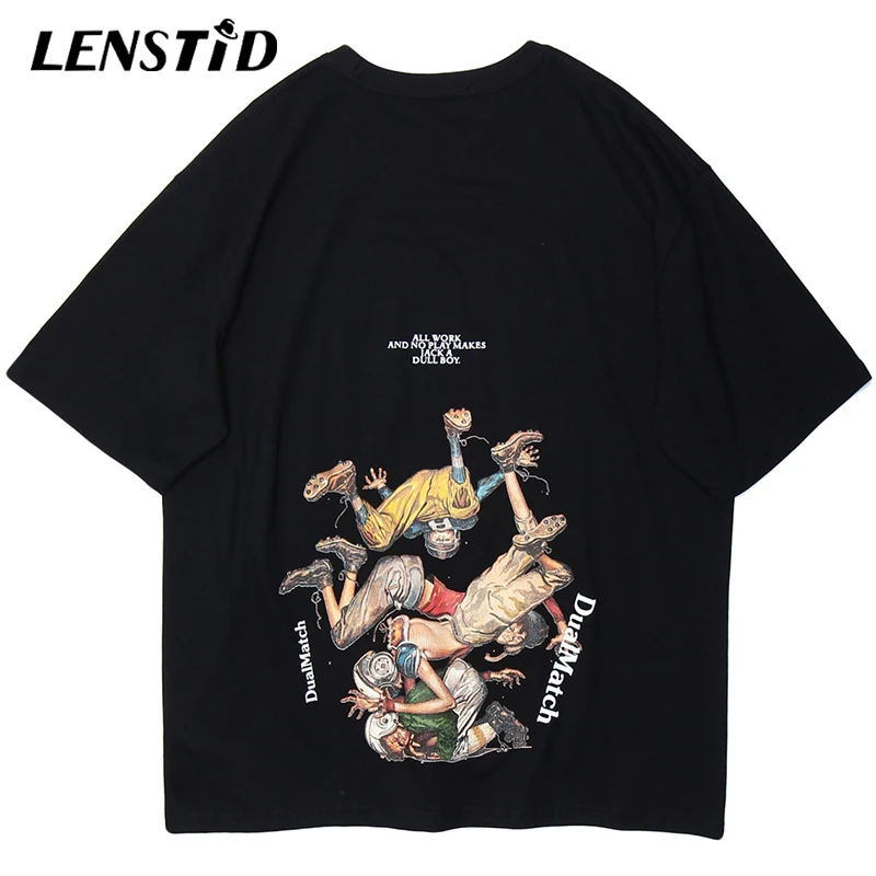 LENSTID Летняя мужская хип-хоп Футболка уличная забавная Футболка Harajuku хлопковая футболка с коротким рукавом Скейтборд хипстерская футболка