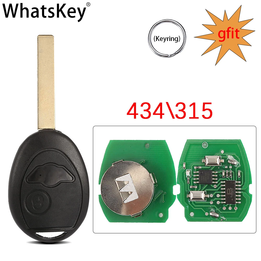 

2 Buttons Car Remote Key For BMW Mini Cooper S R50 R53 ONE Full 315/434MHz Blank Key With Code + Keyring