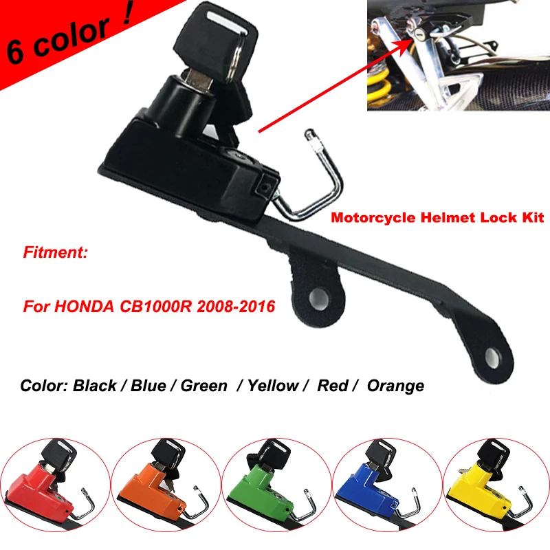 

For Honda CB1000R CB1000 R 2008-2016 11 2012 2013 2014 2015 Motorcycle Helmet Lock Mount Hook Side Anti-theft Security 6 color