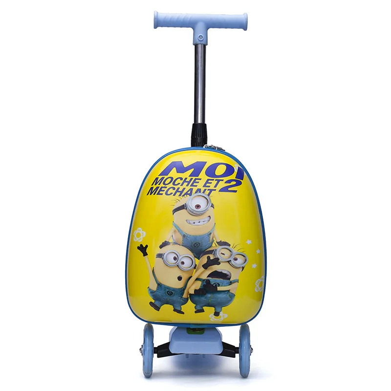 Детский мультяшный чехол на колесиках, Детский самокат, чемодан на колесиках, багаж для скейтборда - Цвет: Minion 3