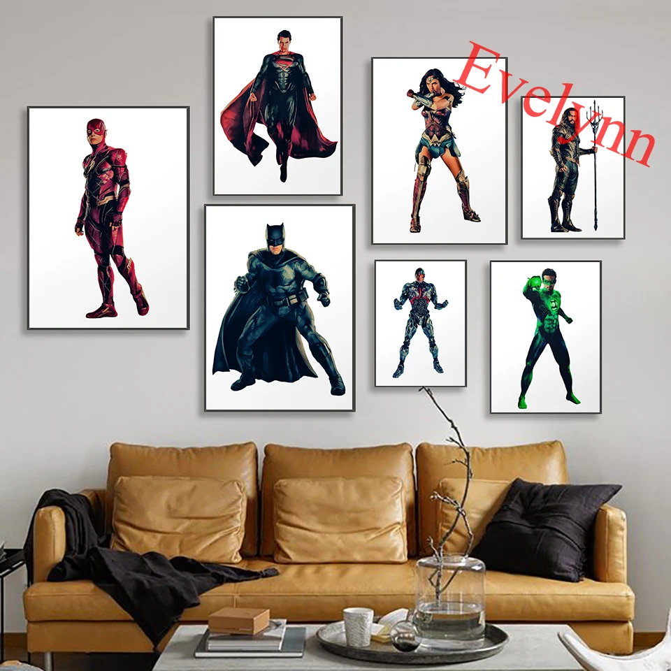 SUPER HEROES BATMAN SUPERMAN IRONMAN WONDER WOMAN CANVAS PRINT PICTURE WLL ART 