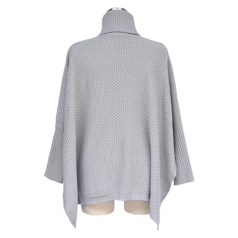 Knit Sweater Women Knitted Sweater Turtleneck Pullover Long Sleeve Split Irregular Solid Loose Jumper female Knitwear Pink Black