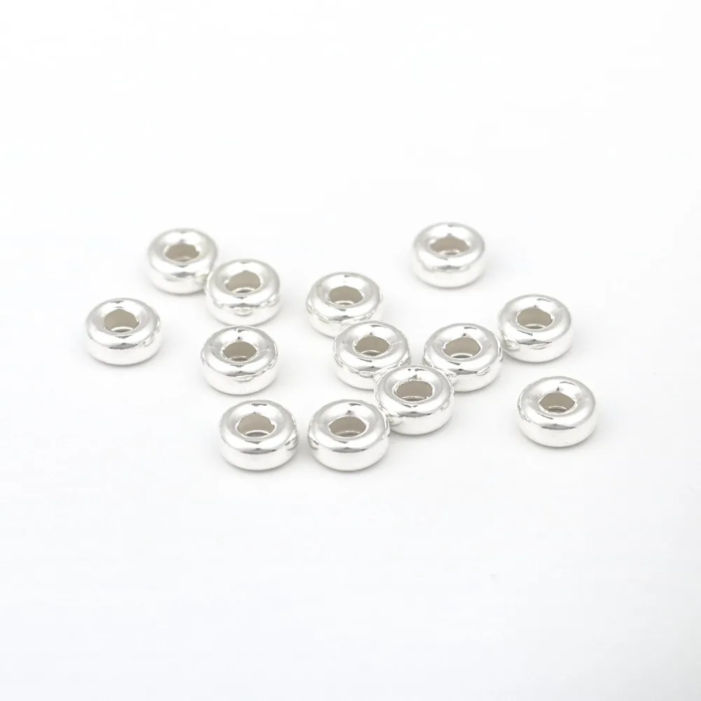 DoreenBeads распорка из Стерлингового Серебра Бусины круглые серебряные ювелирные изделия около 3 мм-6 мм Диаметр., Отверстие: Около 1,2 мм, 1 г(около 20-21 шт